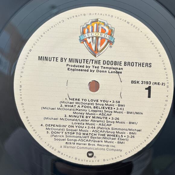 The Doobie Brothers Minute By Minute Vinyl LP 1978 Warner Bros. BSK 3193 - Picture 5 of 10